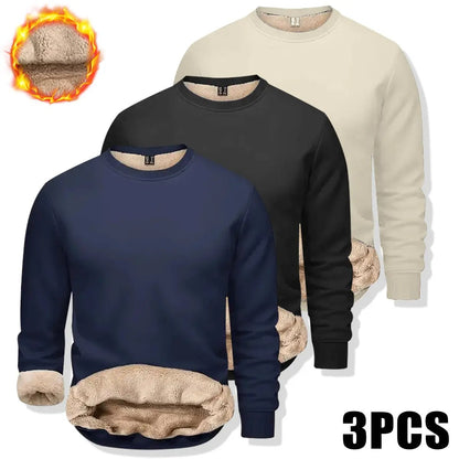 🔥 BESTSELLER | 8PCS $24.99 |Men's Fitted Crewneck Fleece Lined Sweatshirt, Wind Resistant Polyester Athletic Pullover, Casual Fashion Active Tops