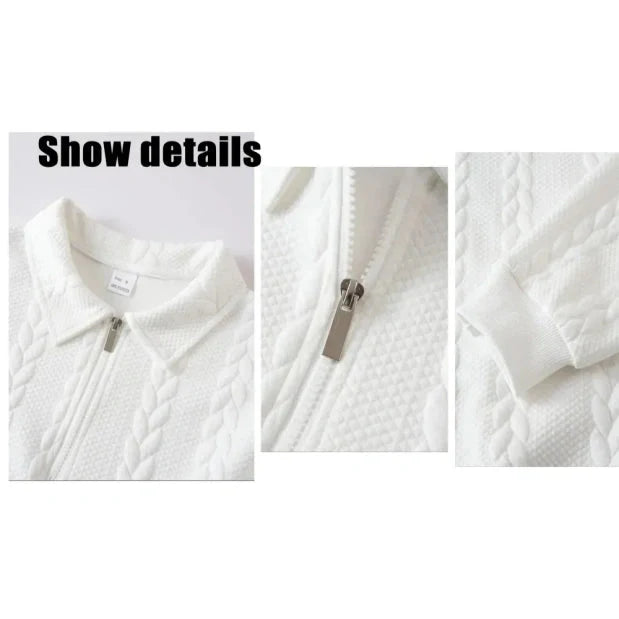 🔥 BESTSELLER | 8PCS $24.99 |Men's Fall Winter Outfits Knitted Polo Neck Long Sleeve Sweatshirt for Daliy Wear