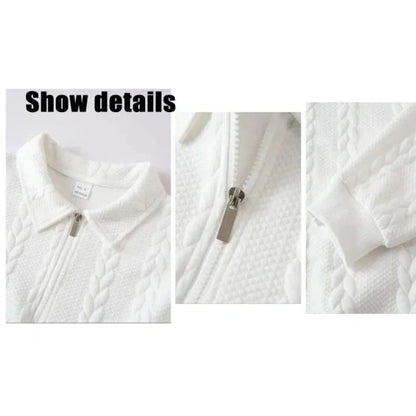 🔥 BESTSELLER | 8PCS $24.99 |Men's Fall Winter Outfits Knitted Polo Neck Long Sleeve Sweatshirt for Daliy Wear