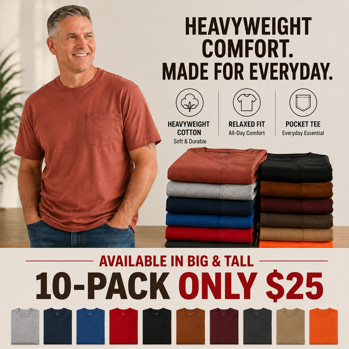 🔥Men's Heavyweight Cotton Pocket T-Shirt
