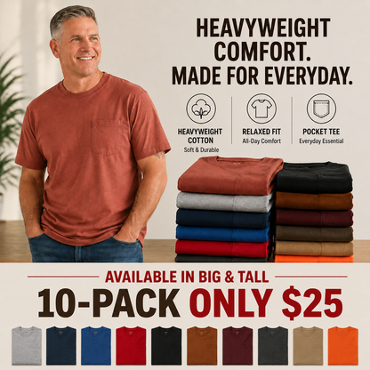 🔥Men's Heavyweight Cotton Pocket T-Shirt