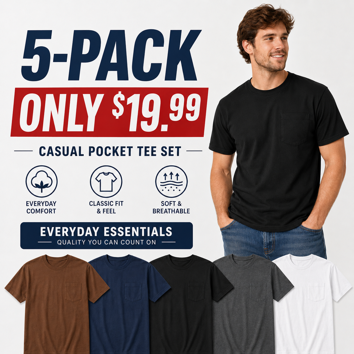 🔥Men's Heavyweight Cotton Pocket T-Shirt