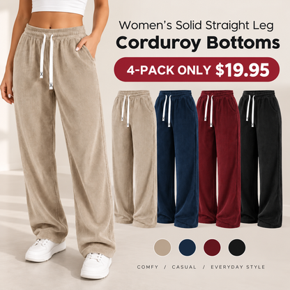 Women's Solid Straight Leg Corduroy Bottoms