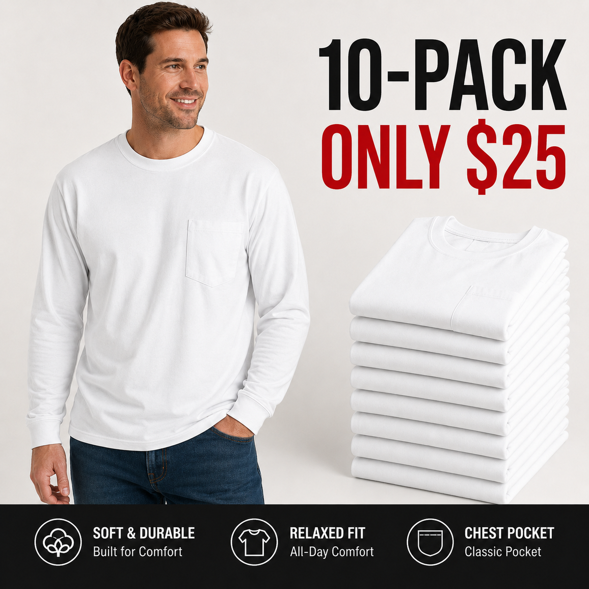 🔥Men's Heavyweight Cotton Pocket T-Shirt