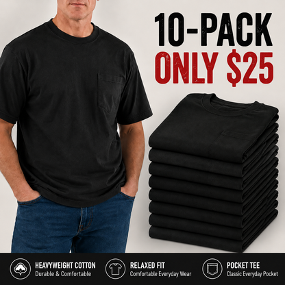 🔥Men's Heavyweight Cotton Pocket T-Shirt