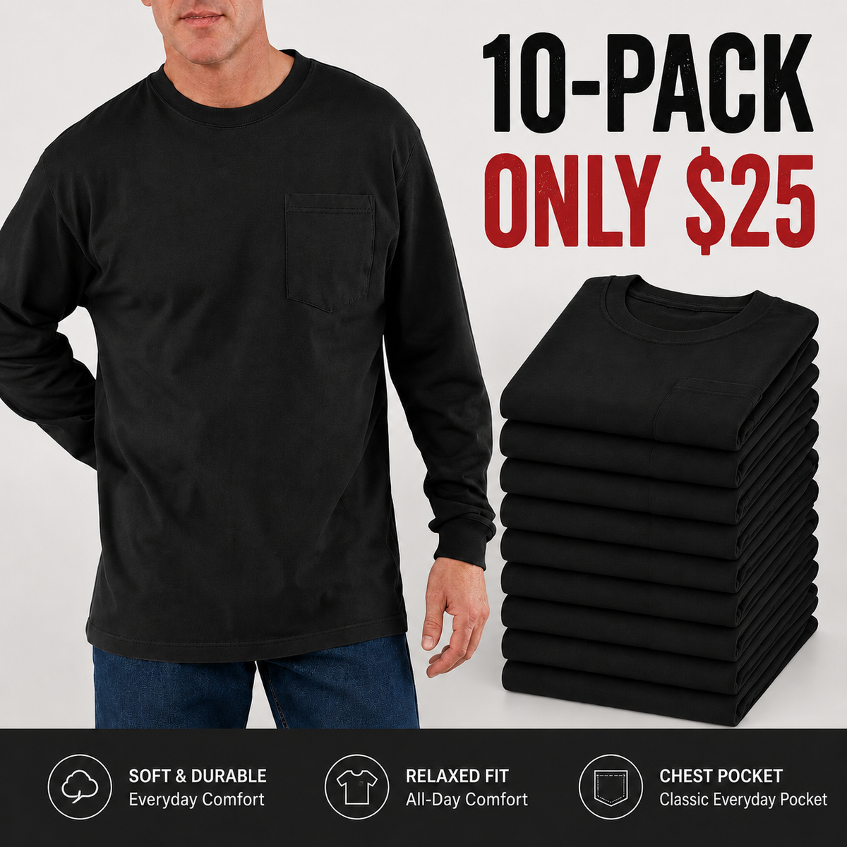 🔥Men's Heavyweight Cotton Pocket T-Shirt